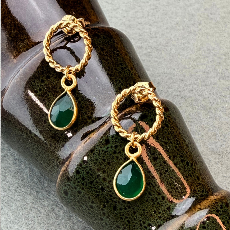 Kolczyki srebrne pozłacane 925 z zielonym onyksem.png