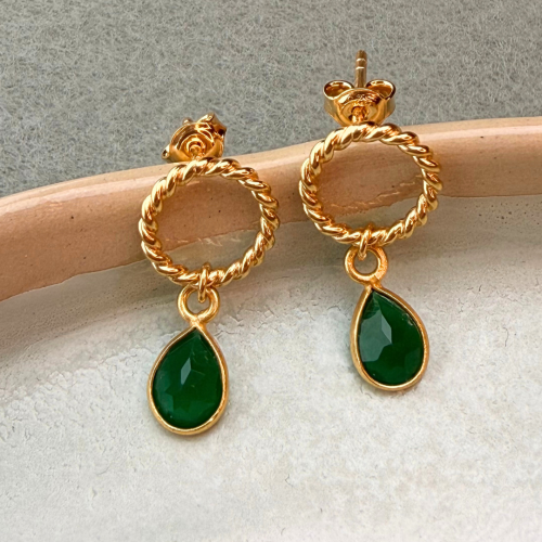 Kolczyki pozłacane 925 z zielonym onyksem.png