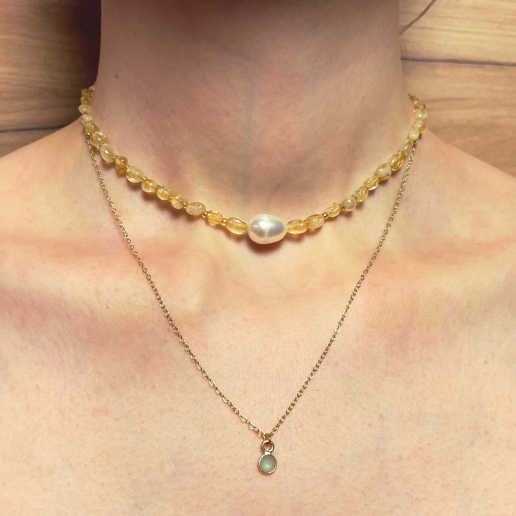 Naszyjnik Cytryn Choker Perła – Kamienie Naturalne Talizman Optymizmu i Odwagi.png