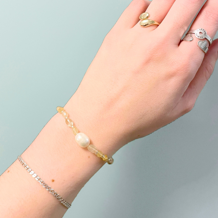 Elegancka Bransoletka 925, Cytryn i PerłaKamienie Naturalne Talizman Optymizmu i Pewności Siebie.png