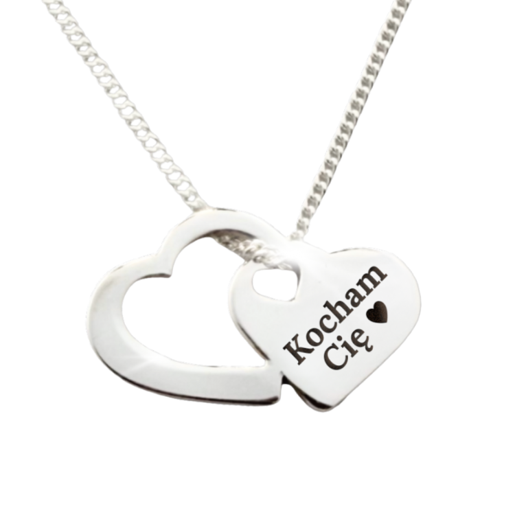 srebrny naszyjnik z grawerem 925 serduszka