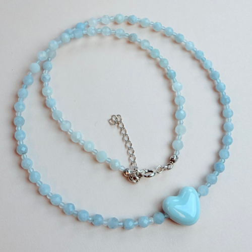 Naszyjnik z akwamarynem i ceramicznym sercem  srebro 925,.png