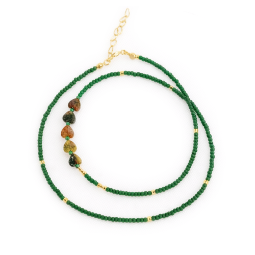 serduszko agat indyjski naszyjnik zielony