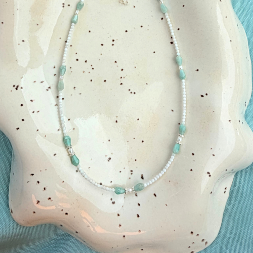 Srebrny 925 naszyjnik z amazonitek perłą i kamieniem księżycowym.png