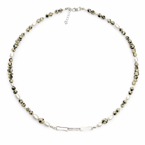 NAszyjnik z jaspisem dalmatyńskim i perłą srebro 925.png