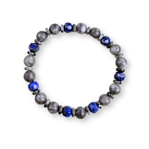 Bransoletka z agatu szarego, larvikitu i lapis lazuli.png