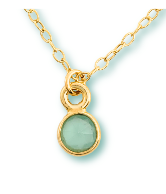 Elegancki Delikatny Naszyjnik Pozłacany z Kamieniem Amazonitu