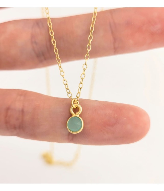 Elegancki Delikatny Naszyjnik Pozłacany z Kamieniem Amazonitu