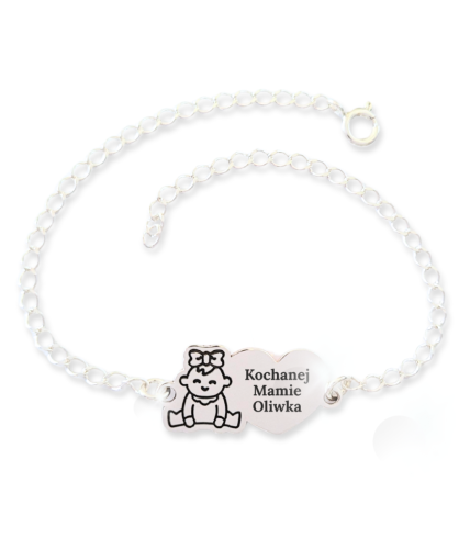 Srebrna bransoletka Dziecko z grawerem