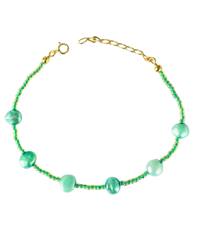 GREEN DOT - bransoletka z perłami