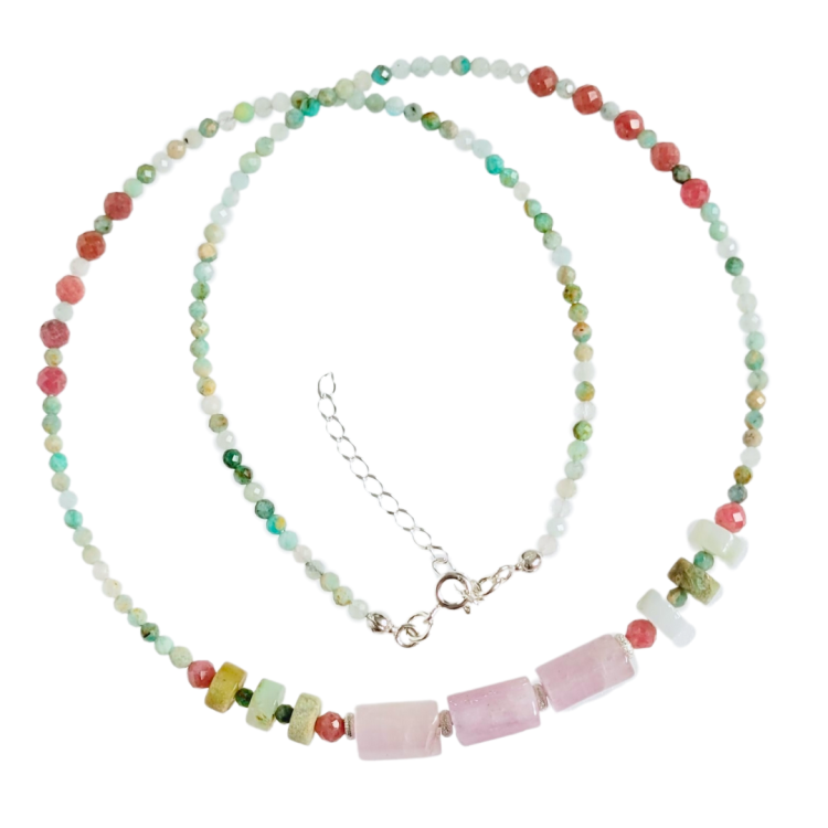 kunzyt rodochrozyt chryzopraz amazonit naszyjnik.png