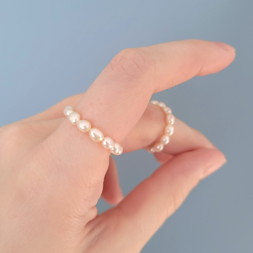 Projekt bez nazwy (48).png Perełkowy Pierścionek na Gumce elastyczny perły naturalne