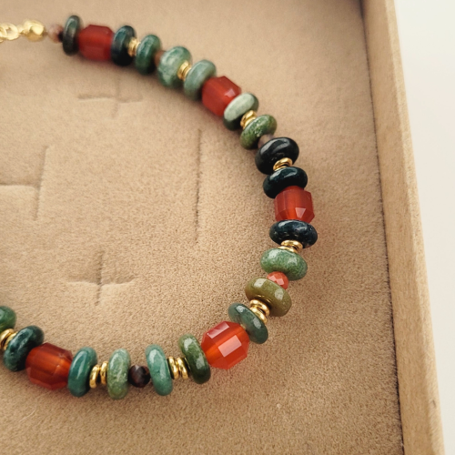 Pozłacana bransoletka z karneolem i agatem indyjskim.png