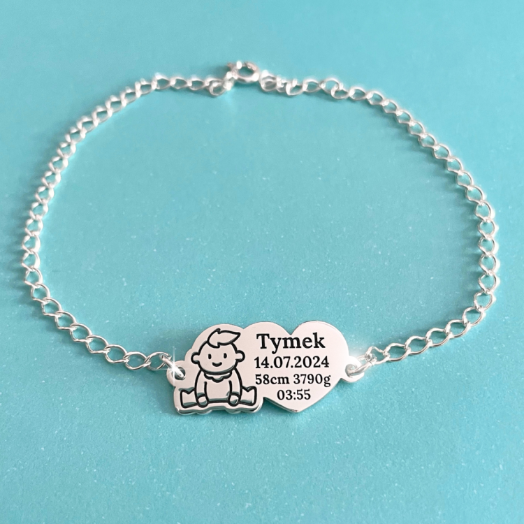 Srebrna bransoletka z wizerunkiem dziecka z grawerem 925.png