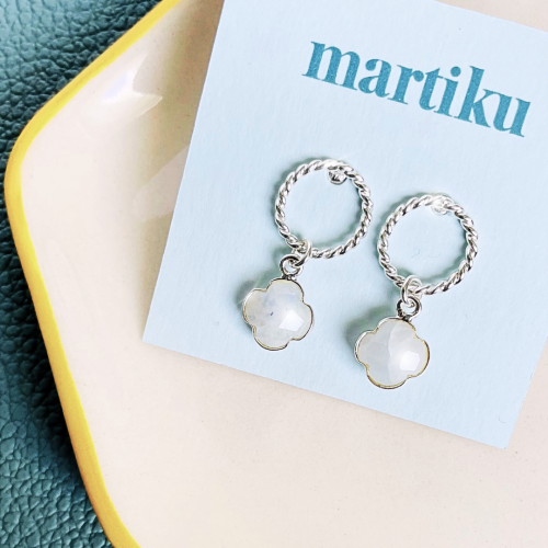 Srebrne Kolczyki Skręcane Koła z Kryształem Górskim.png