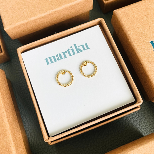 Pozłacane srebrne kolczyki skręcane koła 925.png